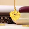 Xiaohongshu Style Sparkling Gold Crushed Ice 'Ping An Suo' Pendant Necklace - Retro Female Elegance