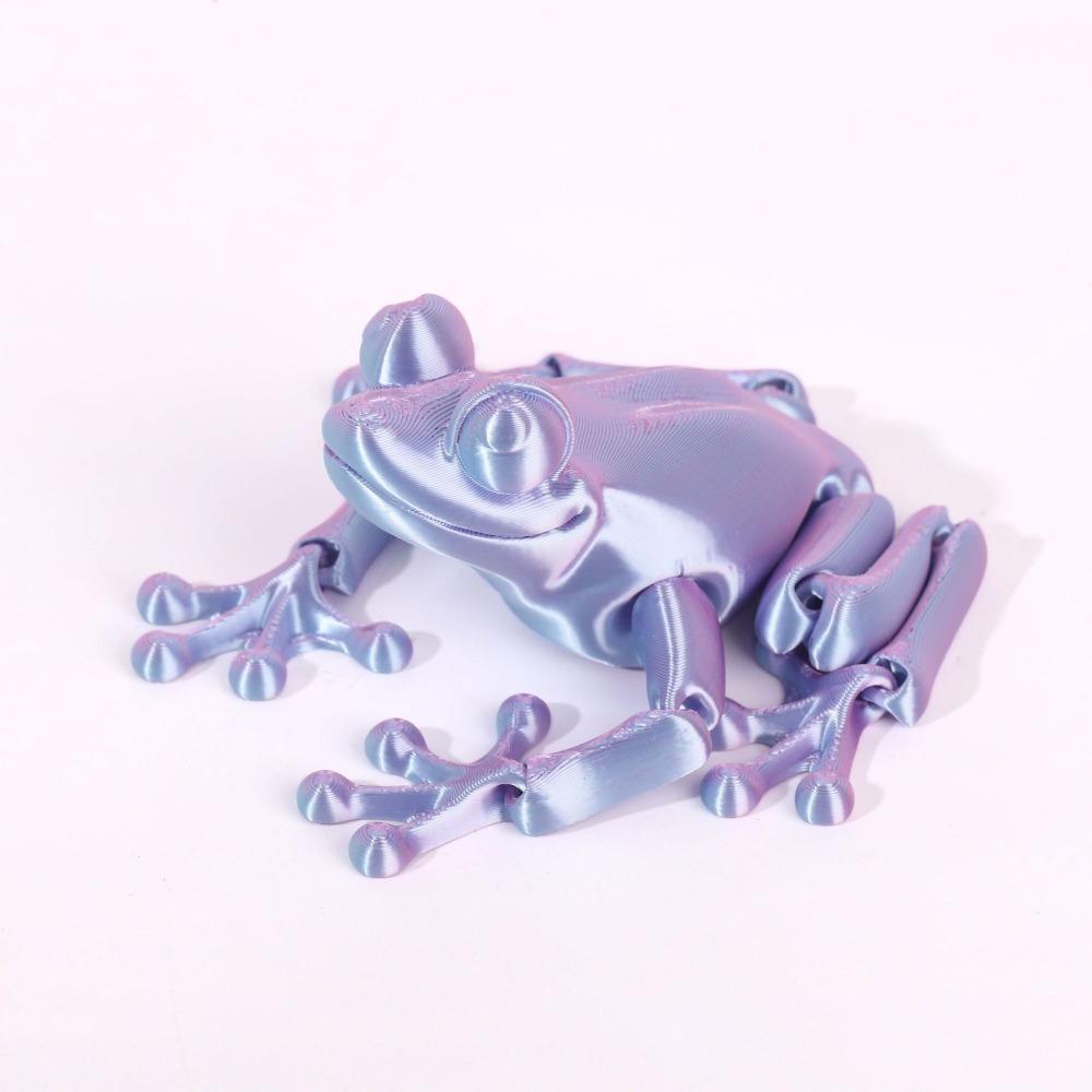 

Solid Color 3D Printed Frog Model Multi-jointed Mini Tree Frog Doll Desktop Decoration світло-фіолетового кольору