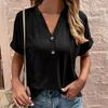 Damen Mode V-Ausschnitt Bequeme Damen T-Shirts Kurzarm Einfarbige Amerikanische Und Europäische Damen T-Shirts Streetwear Oberteile