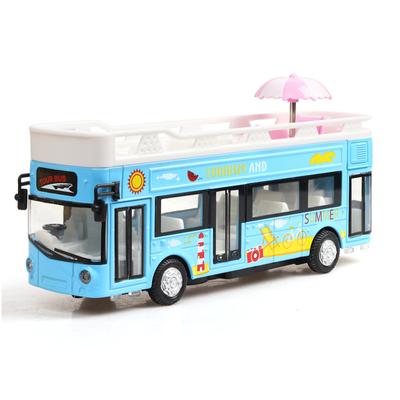 Model vyhlídkového autobusu ze slitiny Hlasové vysílání Simulace autíčka Zvuk a světlo zatáhněte zpět chlapec Autíčko Dvouvrstvý konvertibilní autobus Dárek autíčko