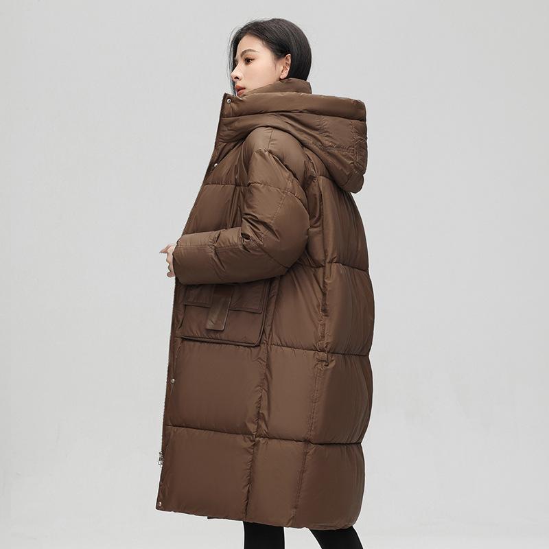Women's windproof lightweight hooded fluffy warm and cold loose long casual sports jacket high quality fabric cotton jacket coat