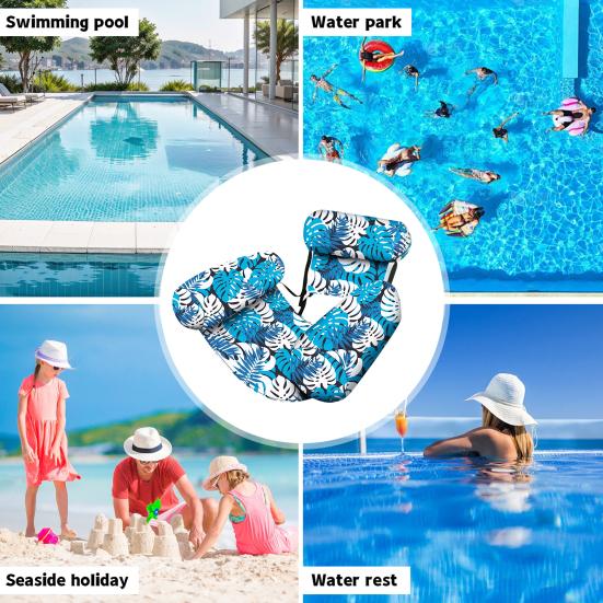 Inflatable Pool Floats for Adult Heavy Duty Pool Lounge Chairs Tropical Plants Pattern Water Floating Hammock for Summer Pool Beach Lake