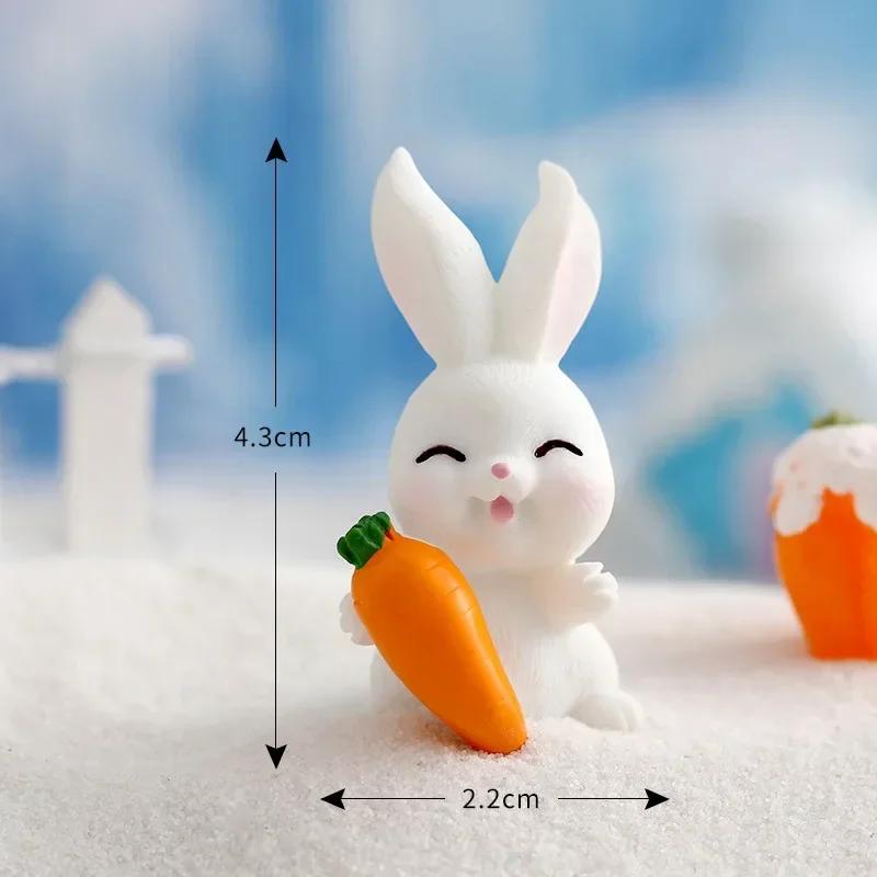 Figurines Christmas Rabbit Micro Landscape Snowman Bunny Ornament Desk Accessories For Home Decoration Kids Gifts Miniature