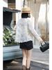 Korean Style Casual Embroidered Long Sleeve Shirt with Irregular Polo Collar