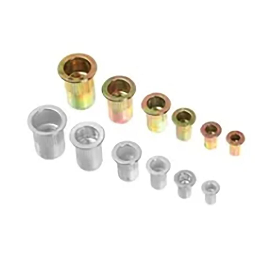 300 Stück Blindnietmuttern-Kit M3 M4 M5 M6 M8 M10 Farbe Verzinkt und Aluminium Flachkopf Gewindeeinsatzmuttern