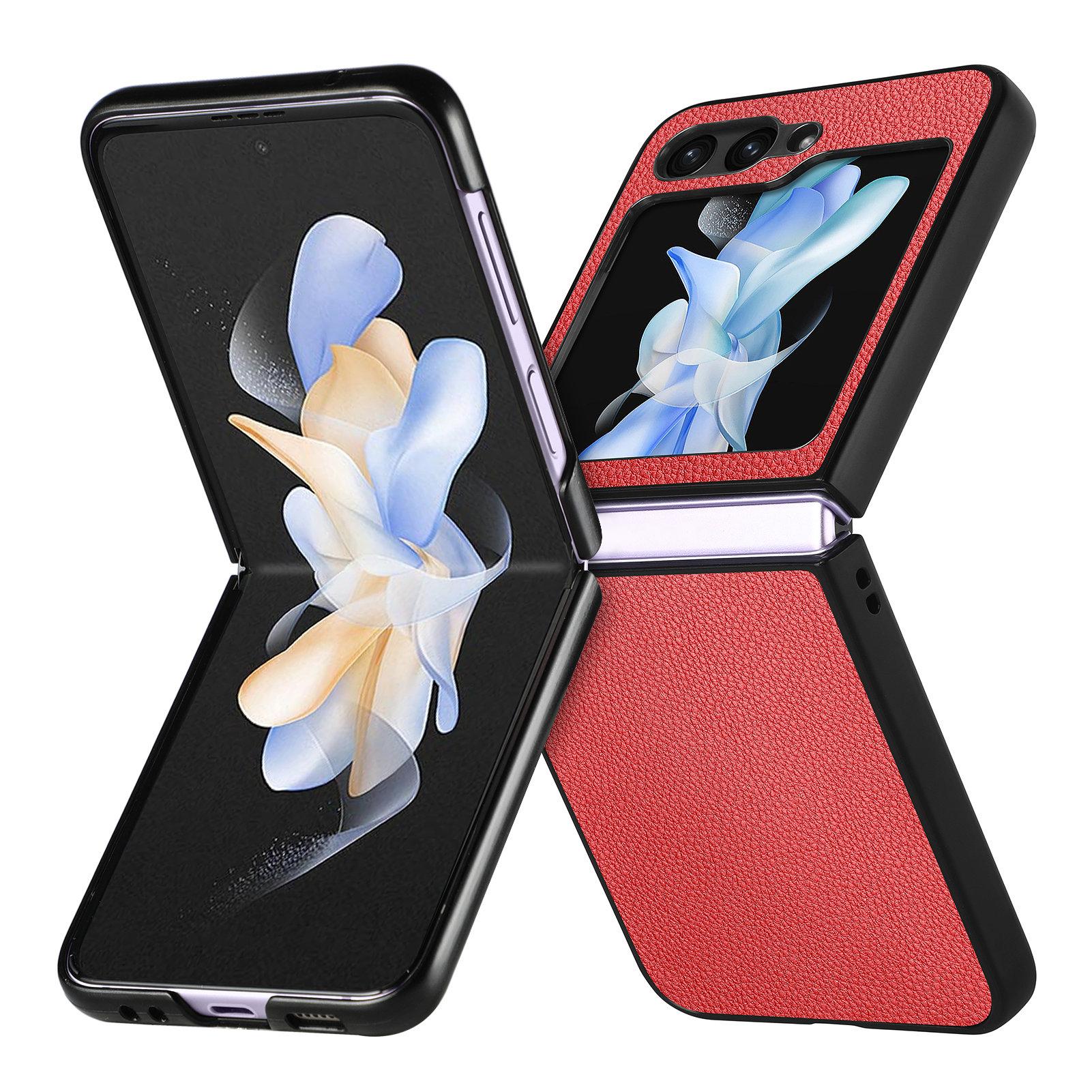 

For Samsung Galaxy Z Flip7 FE 5G/Z Flip6 5G Case Litchi Texture PU Leather+PC Phone Cover Red