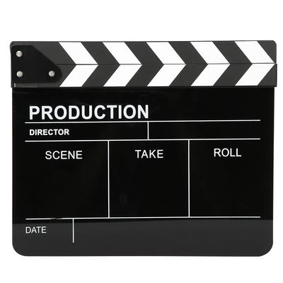 30x25CM Scândură de regizor acrilică Director Profesionist Film Acțiune Clap Instrument de fotografie Bandă albă Panou negru