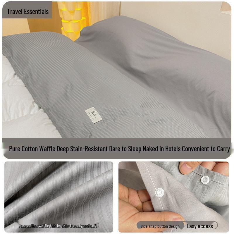 Cestovní spací pytel a povlak na přikrývku z čisté bavlny - Přenosný, Ochrana proti nečistotám, 3dílný pro služební cesty