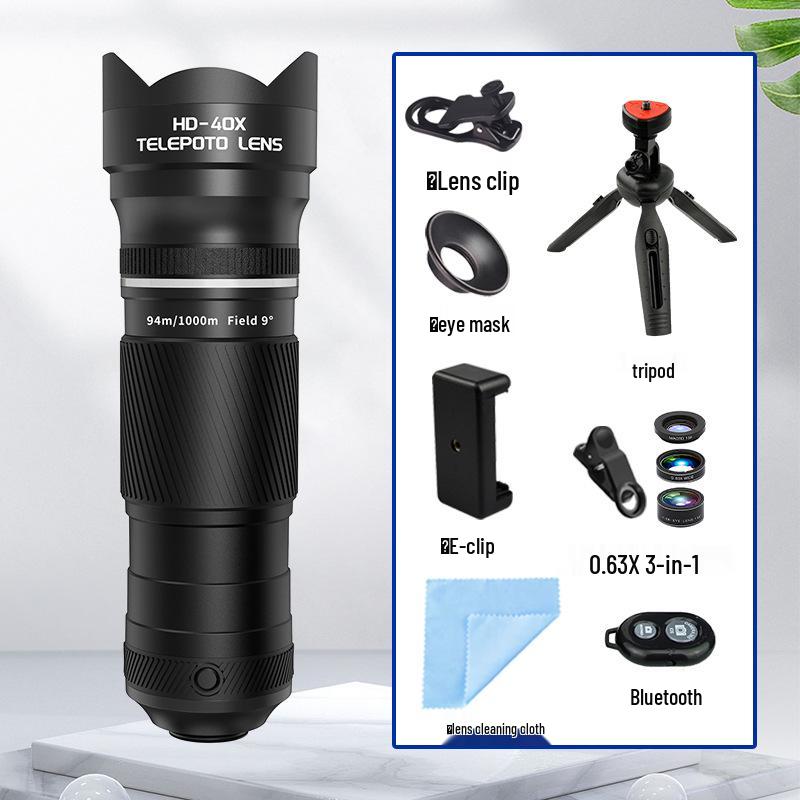 Telescop pentru telefon mobil 40x: Diafragmă Mare, Mărire Ridicată, Obiectiv Retractabil HD pentru Fotografie de Concert