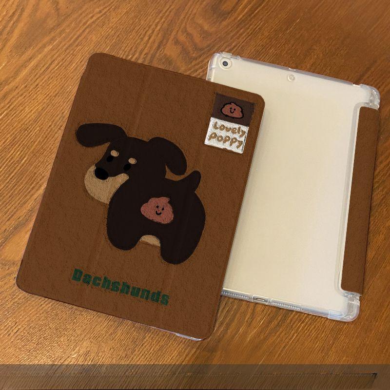 

Милый масляный щенок для iPad, трехслойный прозрачный защитный чехол для Gen10 10,9 дюймов Mini7/6 8,3 Pro2024 11 Air5/4 10,9, флип-чехол iPad Air6（13）