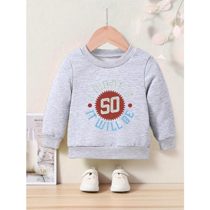 European sizes Kids' Cartoon Print Round Neck Sweatshirt Sportswear