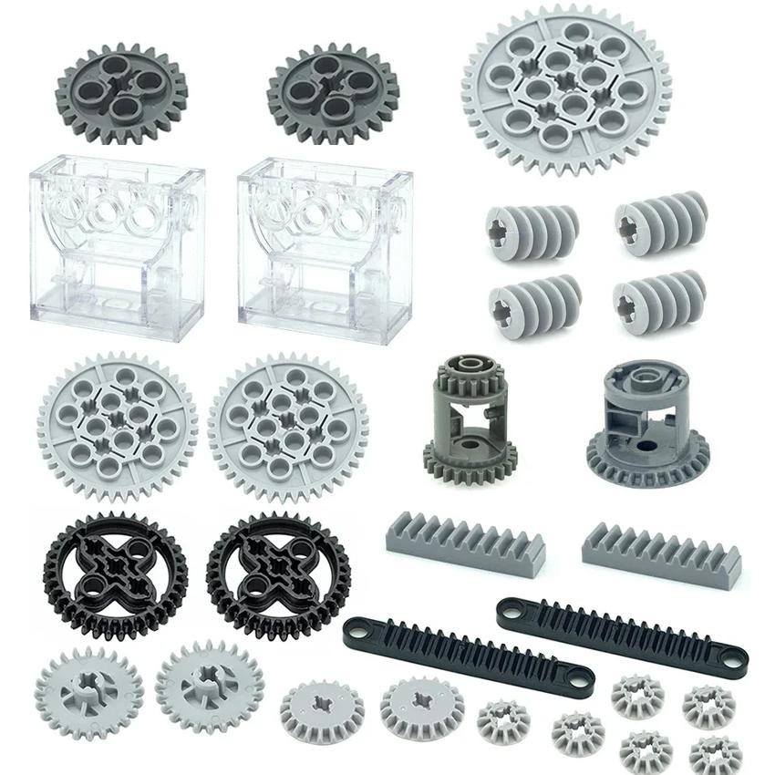 MOC Technical Parts Gear Liftarm Cross Axles Pin Beam Panel Car Building Blocks Kid Toys Bulk Compatible with Gear Bricks Leduo
