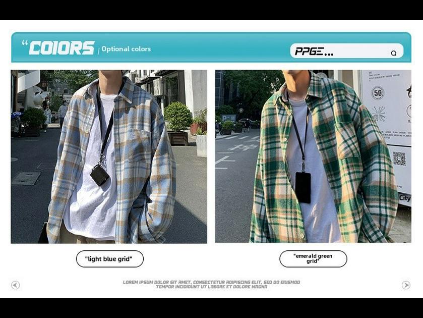 Erkek Yeşil Yün Ekose Uzun Kollu Yuppie Gömlek – Sonbahar/Kış Günlük Ceket