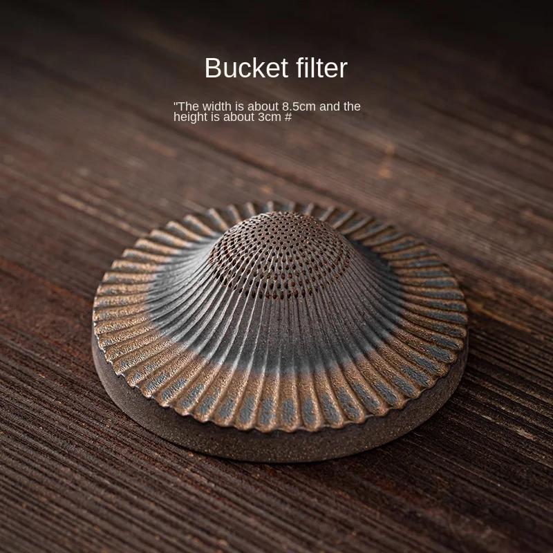 Японская глазурь с золочением, монашеский чайник-сито, цельнокерамический встроенный фильтр, чайная фигурка, украшение, чайная сетка, сито для чая, фильтр для чая