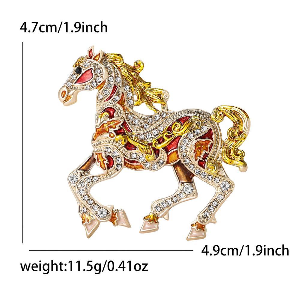 Retro frisches und süßes Temperament diamantbesetzte niedliche Pony-Tierbrosche vielseitiges Kleiderzubehör Corsage