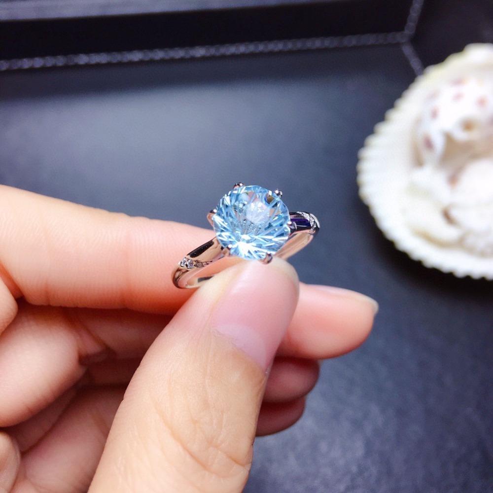 2ct Sparkling Sky Blue Topaz Ring Firework Cut Open Band for Women Elegant Jewelry Gift