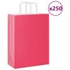 Paper Shopping Bags 250 Pcs with Handles Pink 26 X 12 X 35 Cm
