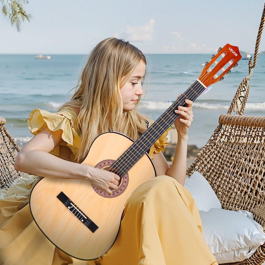 Classical Guitar, 960 mm, Wood Classical Guitar Starter Kit for Beginners, with Nylon Strings, Gig Bag, Strap, Tuner, Extra Strings, Picks, Capo,