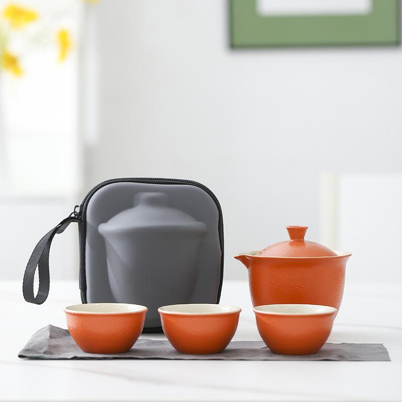 Cestovní čajová souprava Kuaike šálek přenosný venkovní čajový šálek jedna konvička tři šálky čajová konvička suvenýr lehký luxusní dárek