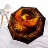Phoenix Rising: Fiery Bird Circular Art PrintUmbrella, Portable 3-Fold Compact Umbrella for Men & Women Gift