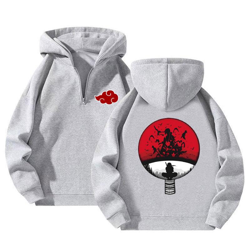 Naruto Anime Pulovr Mikina se čtvrtinovým zipem a kapucí Sportovní Outdoorová Mikina Ležérní Dlouhý Rukáv Pánské Oblečení Mikina Streetwear