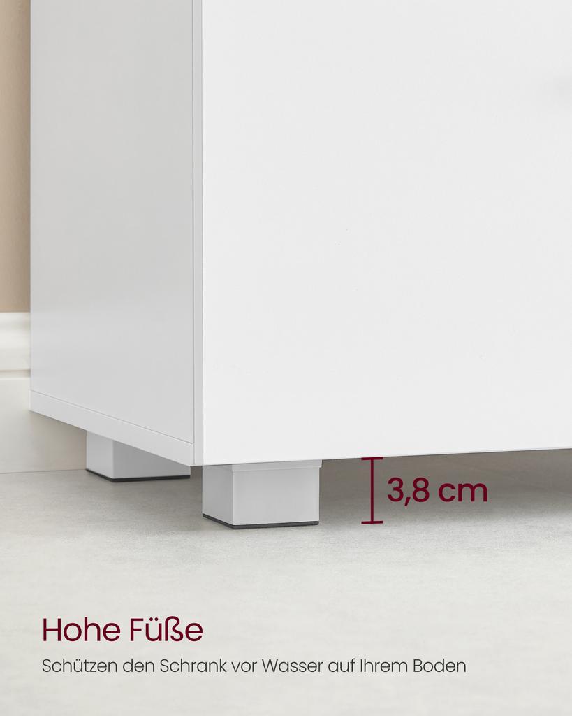 VASAGLE Custos Collection BBK520WB01 Vanity Unit with 2 Large Drawers, Bathroom Cabinet, High Feet, for Sink without Column, 30 x 60 x 63.8 cm