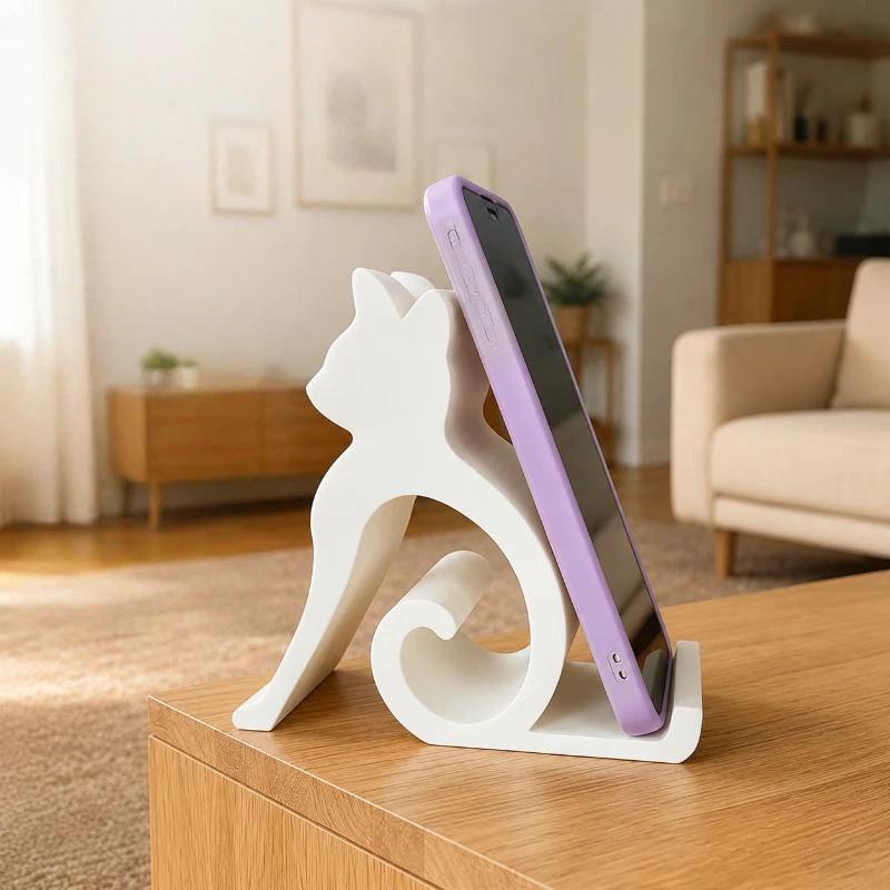 Cute 3D Printed Cat Dog Pattern Phone Stand Lightweight Portable Holder Universal for All Smartphones Tablets Outdoor Use