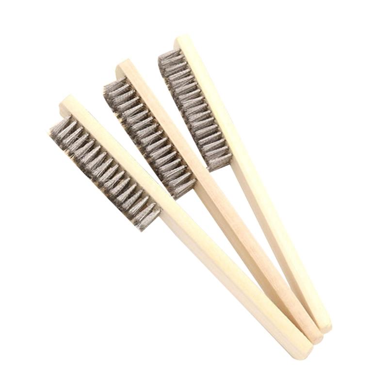Wire Scratch Brush with Wooden Handle, Handle Wire Brush Set for Cleaning