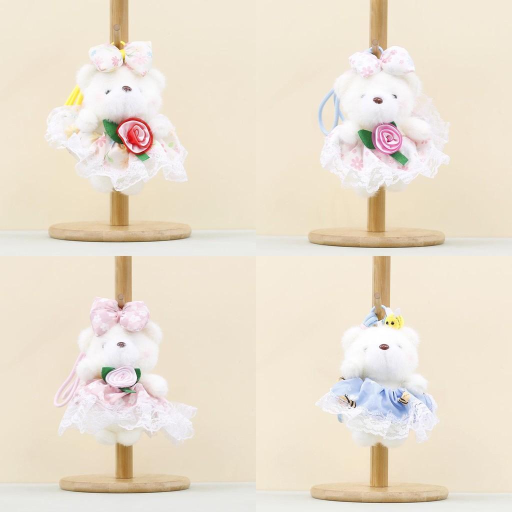 Cute Rose Bear Plush Keychain With Pp Cotton Filling For Girls Bags And Decor