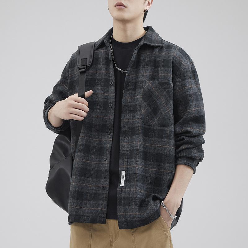 

Новая японская ретро клетчатая куртка свободного кроя, повседневная мужская рубашка с длинным рукавом в американском стиле 4XL