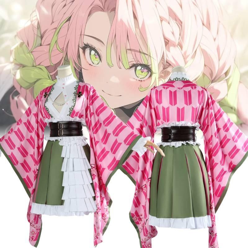 Slayer Demon Kanroji Mitsuri Clothing Cosplay Anime Party Costume Suit Perform