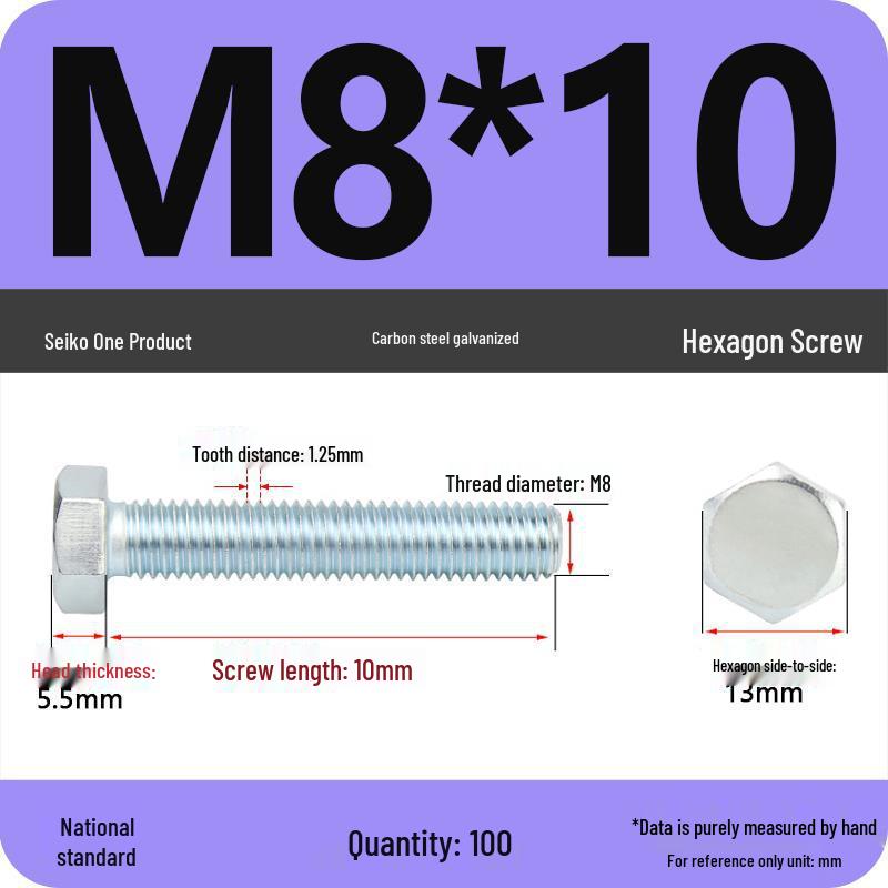 8.8 Grade Galvanized Hex Head Bolt, High-Strength M4-M30
