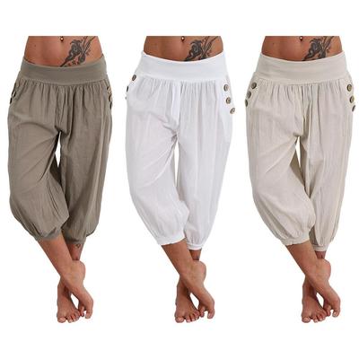 Pantalones Frescos de Verano para Mujer Casual Sueltos Pierna Ancha Tallas Grandes Pantalones Harem Cómodos Pantalones para Estar en Casa
