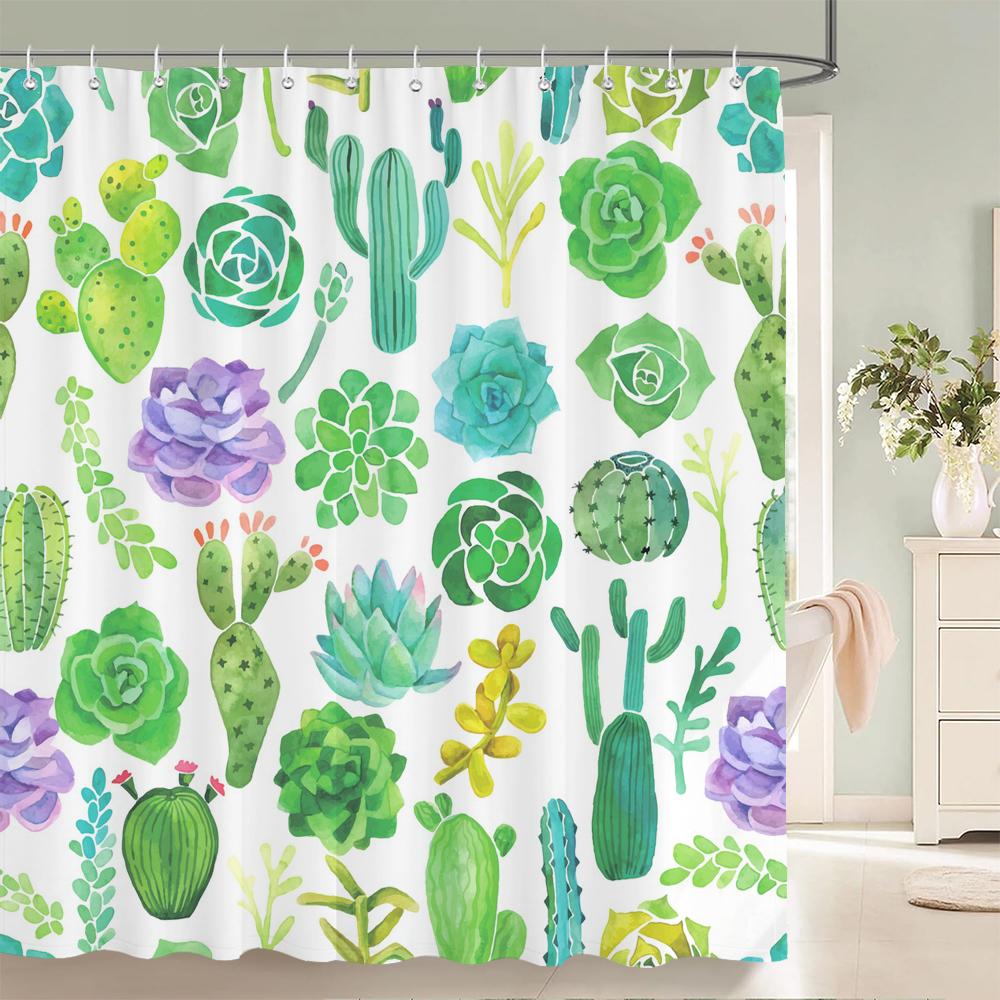 European Retro Flower Printed 3D Bath Curtains Waterproof Polyester Fabric Washable Bathroom Shower Curtain Screen With Hooks