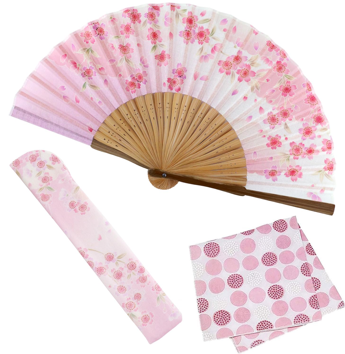 

Stylish Business Fan Set with Fan Case and Handkerchief Hana no Uta Blossom [Osaka Choseido] Women s - (Cherry (Pink))