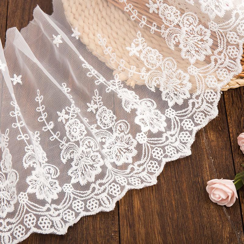 22/34/42cm Wide White Lace Ribbon For Weddng Dress DIY Crafts Sewing Fabric Trim Clothing Handmade Needlework Accessories 2yards