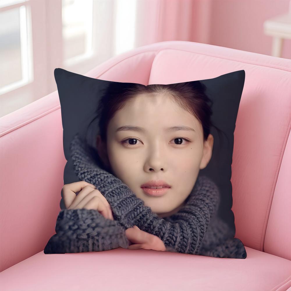 Hot Kpop Charming Korean Actor KKim Yoojung Cushion Cover Pillowcase Short Plush Invisible zipper Room Sofa Cushion Cover