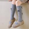 Warm Solid Color Long Girls Socks Korean Style Breathable Long Sock Sweet Bow Grils Stocking 1-5 Year