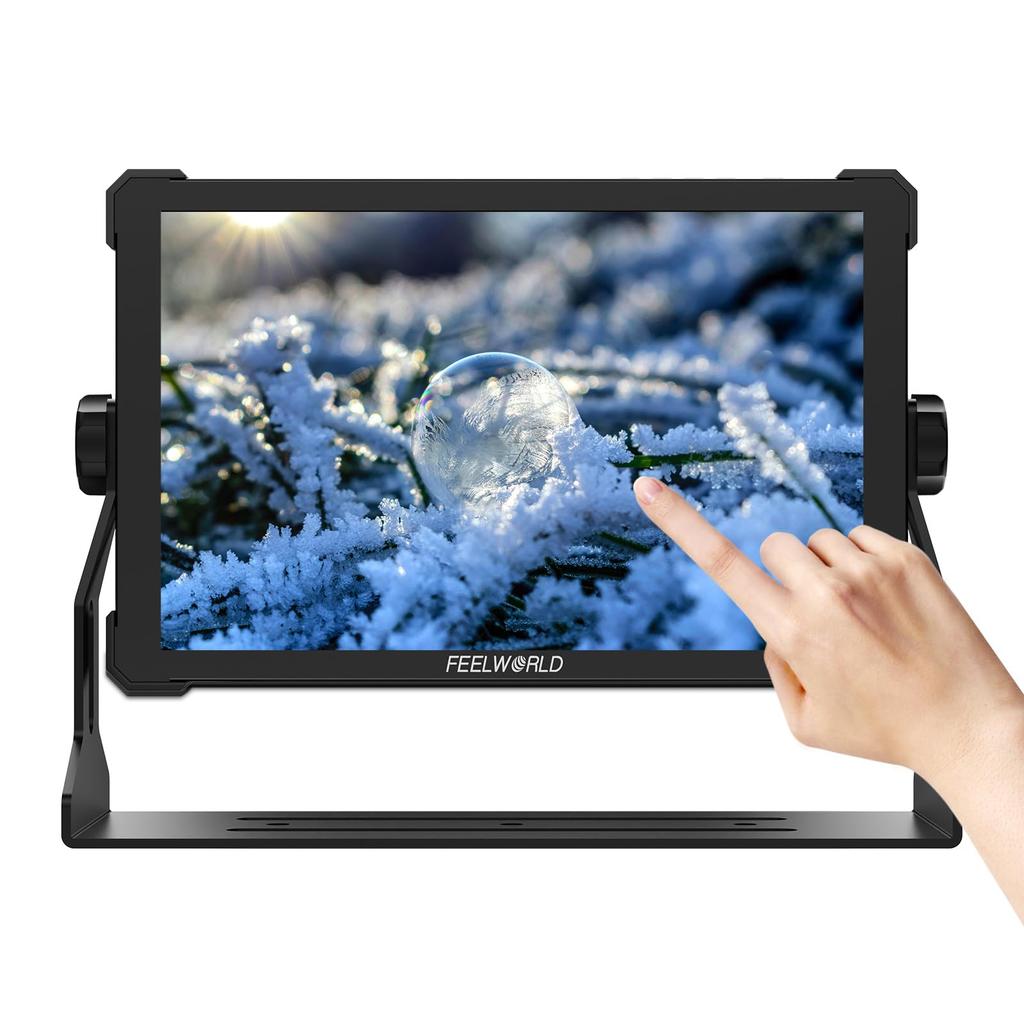 FEELWORLD T10 Monitor do aparatu DSLR z 3D i 1920x1200 HDMI oraz Zestaw zasilania zewnętrznego F970 10,1-calowy LUT, HDR, Forma fali, Ekran dotykowy, 2.0