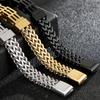 Gold Color Stainless Steel Bracelet Men 11MM Link Chain Men's On Hand Bands Bracelets Male Jewellery Iron Mannen Armband