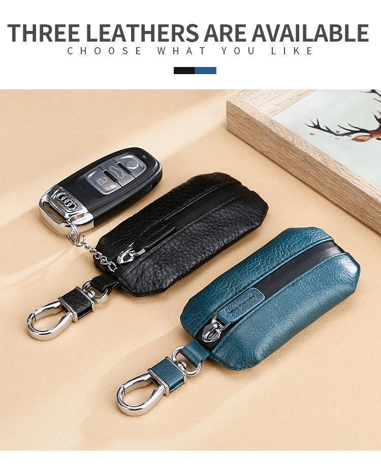 High-end soft leather car key case for men, General Motors with zipper key case storage bag, exuding a sense of luxury