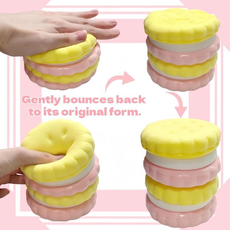 9cm Pomalu se vracející Squishy hračky, 3vrstvá Super měkká Realistická Sendvičová sušenka Mačkací hračka, Jídlo Squishies pro úlevu od stresu