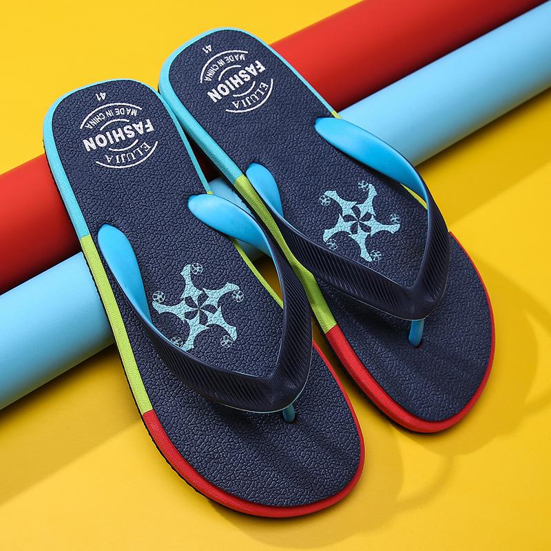 

Summer 2021 New Men s Fashion Flip-flops Korean Edition Trend Personality Casual Men s Beach Cool Slippers 44 синий