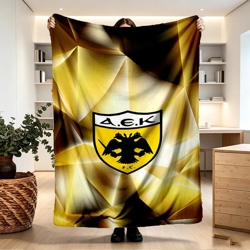 AEK Athens FC Print Blanket - Soft & Comfortable, for Bedroom, Travel, Sofa, Home Decoration - Birthday Christmas Gift for Friend