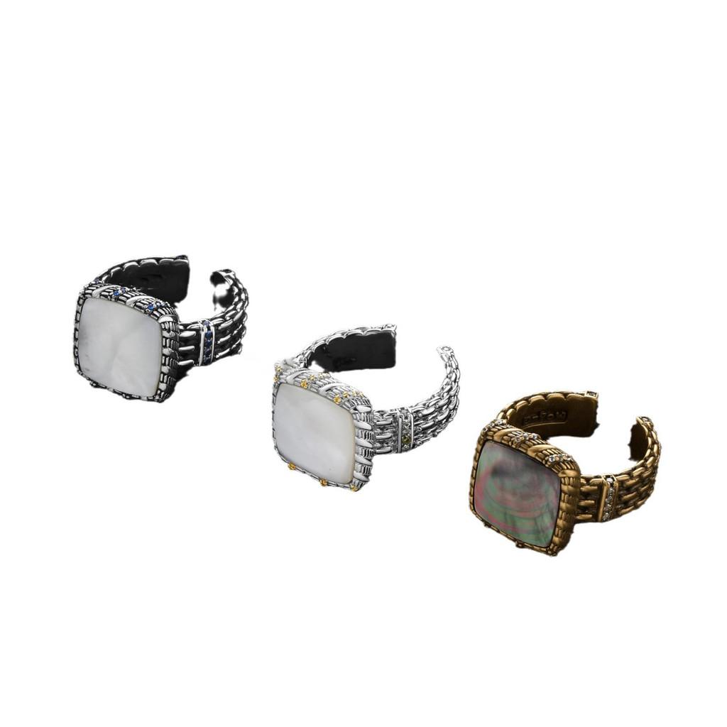 Fashion 925 Statement Sterling Silver Adjustable Moonlight Square Ring With Brilliant Zirconia