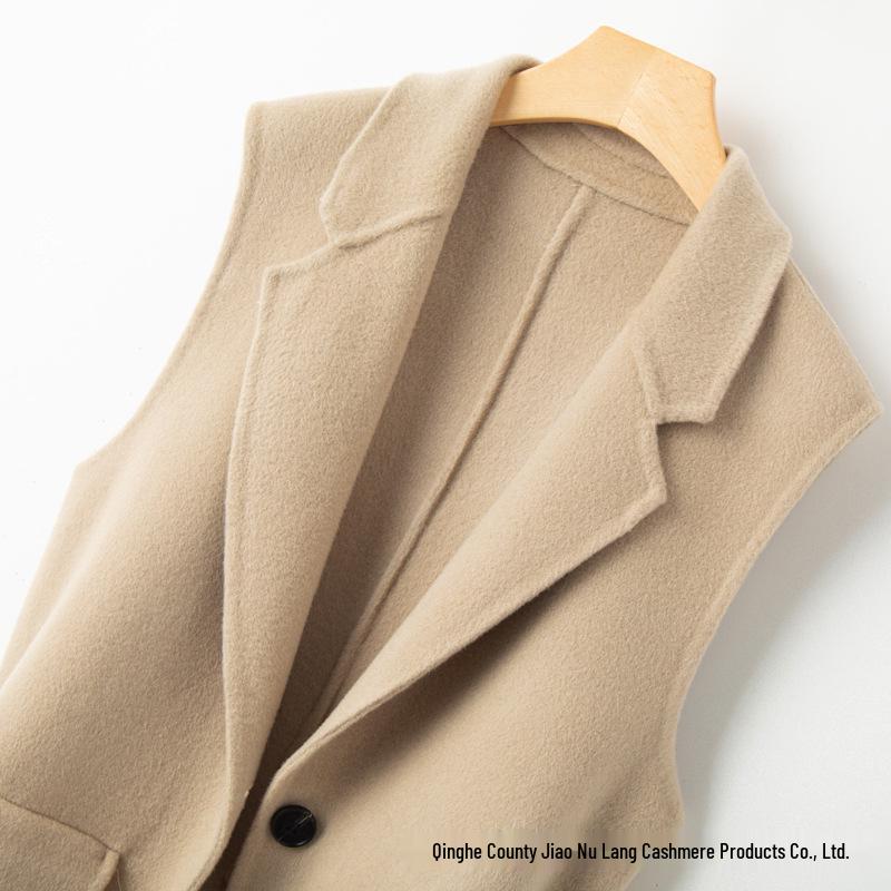 2023 Women's Double-Sided Cashmere Wool Vest: Sleeveless, Short Black Suit Coat