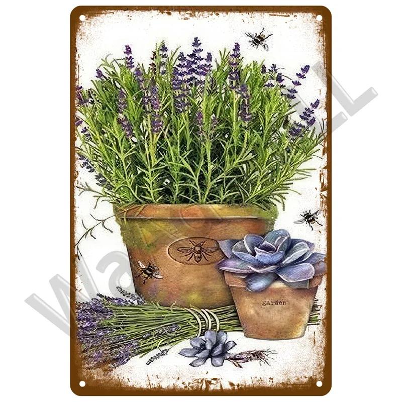 Vintage Flowers For Garden Decorations Retro Metal Sign Home Wall Art Mural Tin Sign Room Decor Plaque Plate Gift Farm Painting