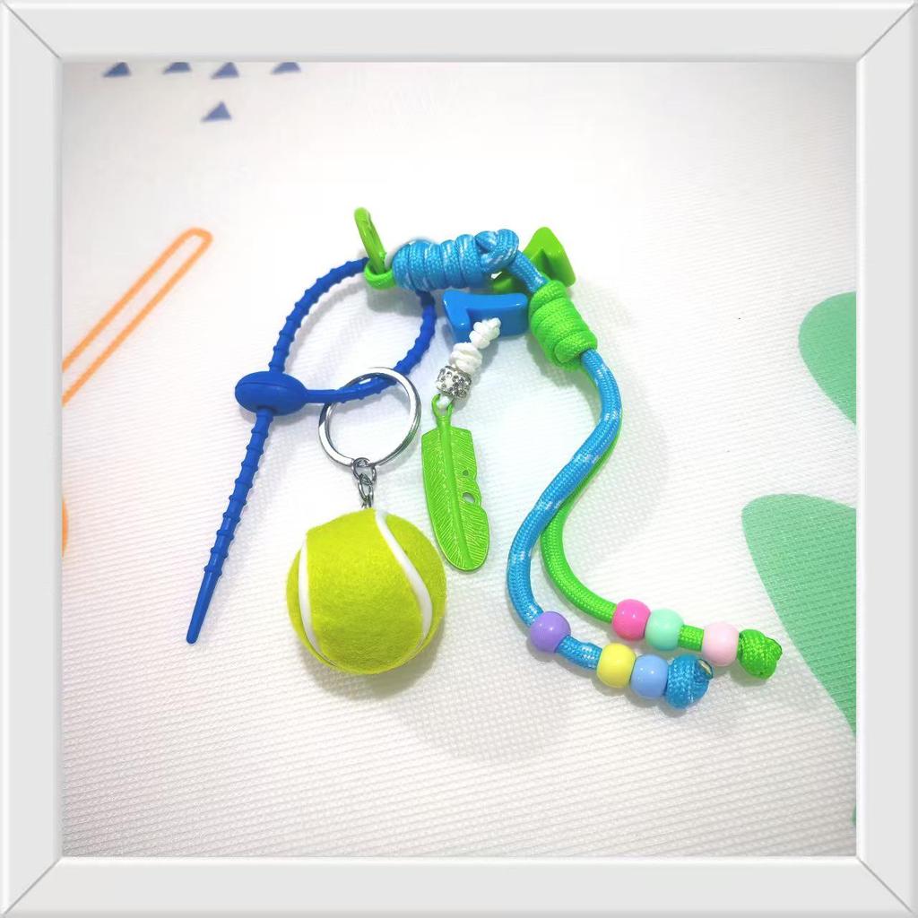 2026miu Series CR7 Style Baseball Keychain: Handmade Woven Lanyard Bag Pendant.