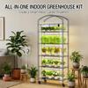 Portable Mini Greenhouse Tent with Grow Light and PVC Cover 5-Tier Adjustable Metal Plant Stand for Indoor Plants Seed Starting