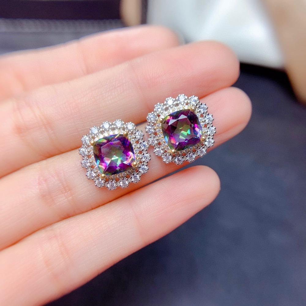 Imitation Natural Crystal Jewelry Set Women Sky Blue Topaz Necklace Ring Earrings Pendant